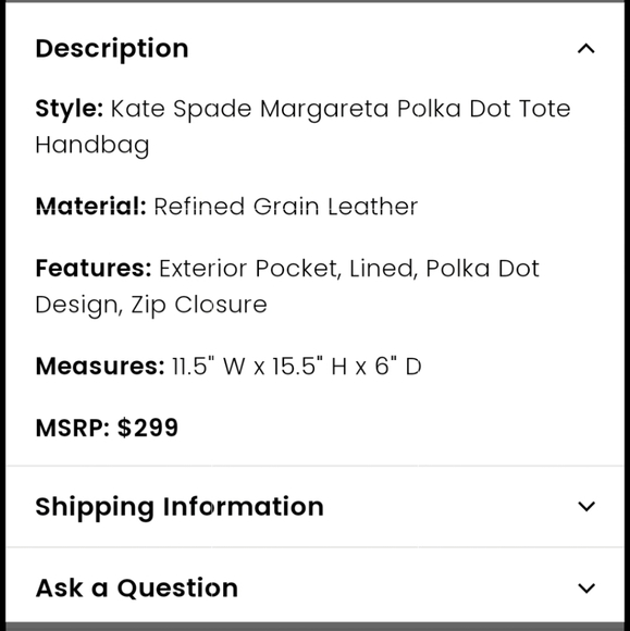 NWT! Kate Spade Margareta Picture Dot Print Leather Tote - Picture 8 of 8